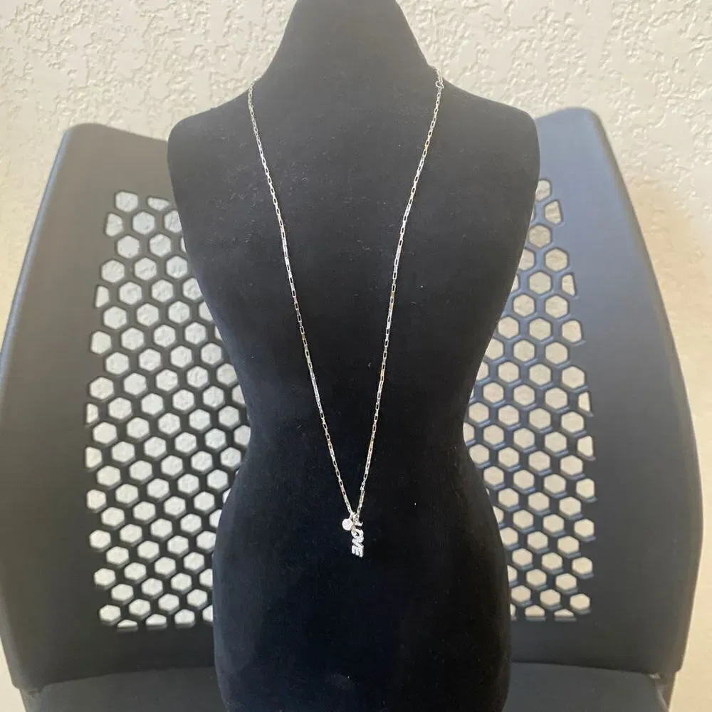 Sterling Silver 925 Love Crystal 9” Necklace - Picture 7 of 8